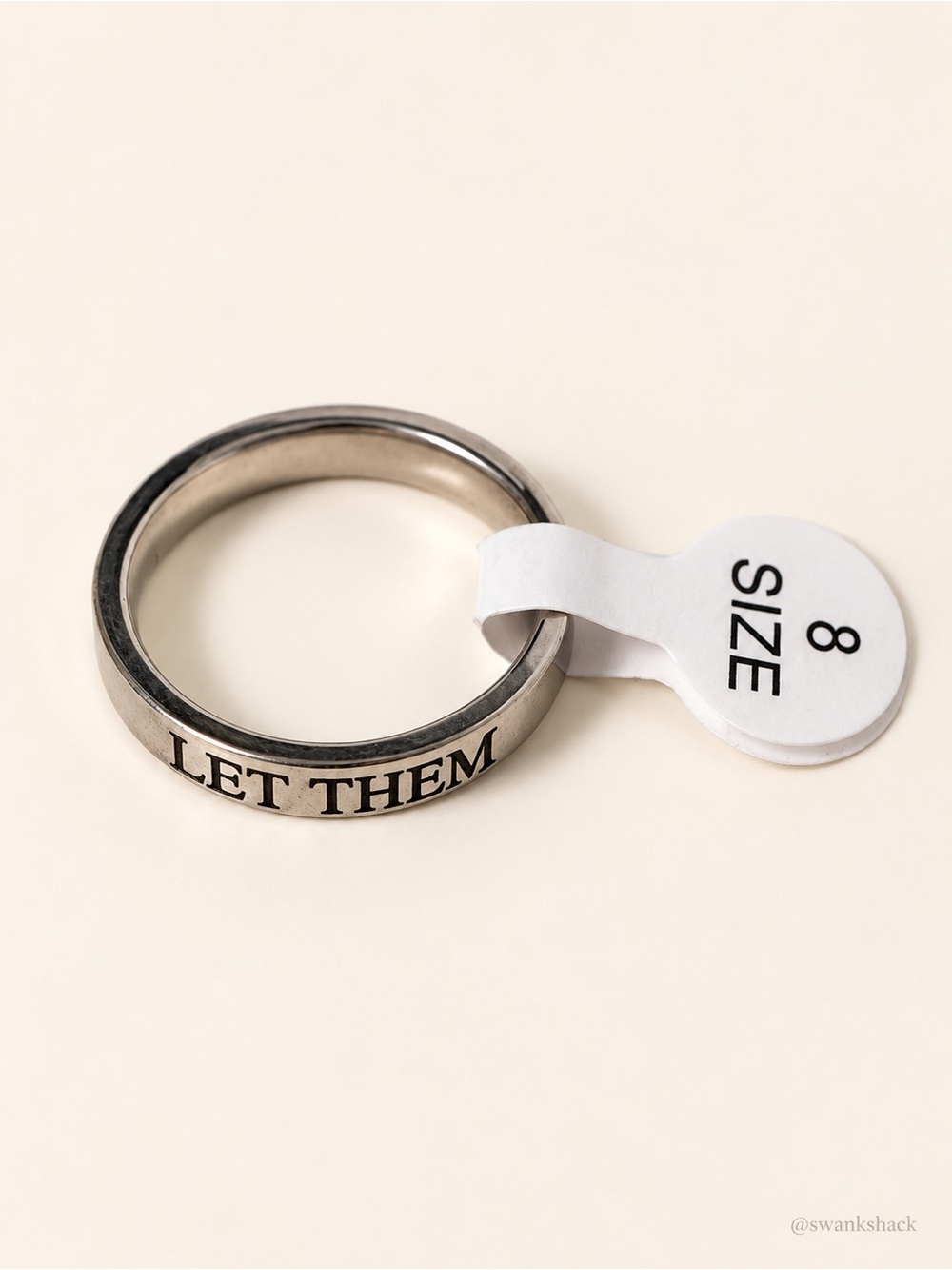 “Let Them” Silver Tone Inspirational Band Ring Size 8 NWT